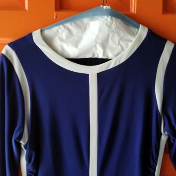 Striking Ralph Lauren Women's Dress- Size 8 - Purple and White - Picture 4 of 5